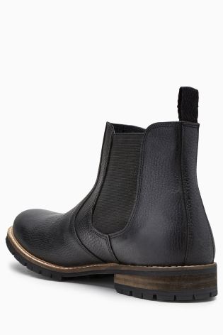 Black Leather Chelsea Boot